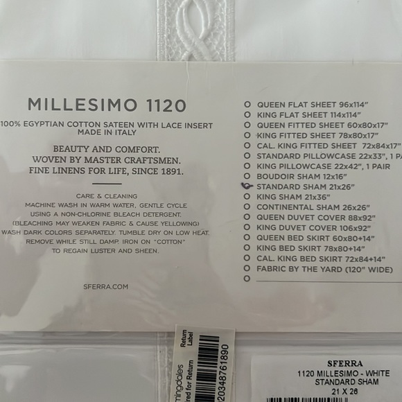 2 SFERRA STANDARD SHAMS BRAND NEW IN WHITE 21x26 - Picture 3 of 7